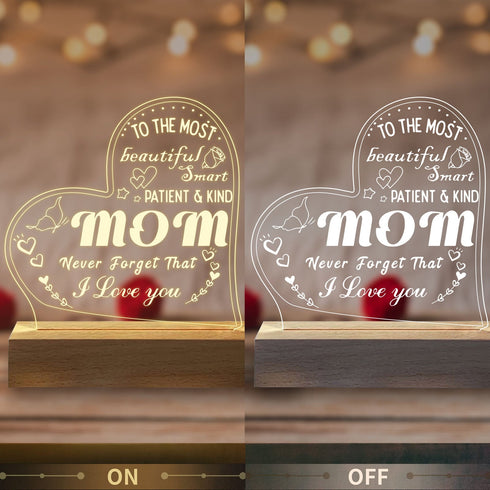 Engraved Heart Night Light Perfect Gift for Mothers Day